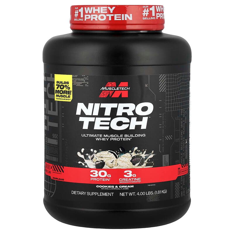 MuscleTech, Nitro-Tech™ Whey Protein 4 lbs (1.81 kg) - MuscleTech 1810g whey protein
